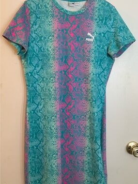 Puma Teal & Pink Snake-Print Dress